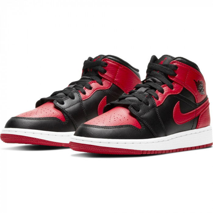 Air Jordan 1 Mid Black Gym Red Gs Basket4ballers