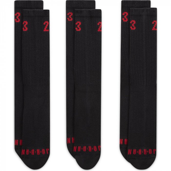 Pack de 3 Chaussettes Jordan Essential Crew Black/Red image n°2