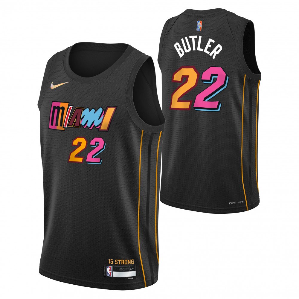 Youth Miami Heat Jimmy Butler Nike Black Logo Name & Number Performance T- Shirt
