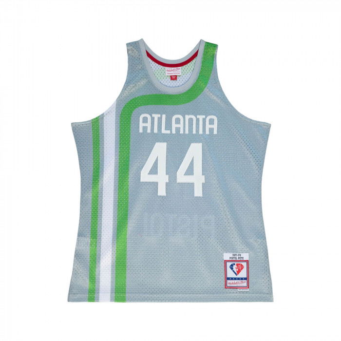 Maillot NBA Pete Maravitch Atlanta Hawks '71 75th Anniversary Silver Edition Mitchell & Ness image n°1