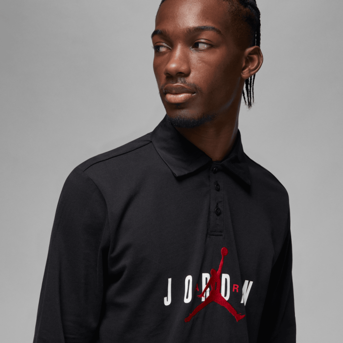 Polo Manches Longues Jordan Essentials black/gym red
