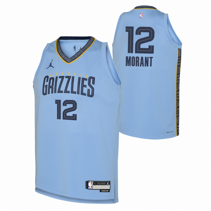 NBA_ Jersey Memphis''Grizzlies''Men Ja Morant Jonas Valanciunas Brandon  Clarke Statement Blue Custom Jersey 