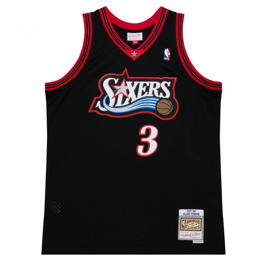 Maillot NBA Allen Iverson Philadelphia 76ers 1997 Mitchell&ness Dark Jersey image n°1