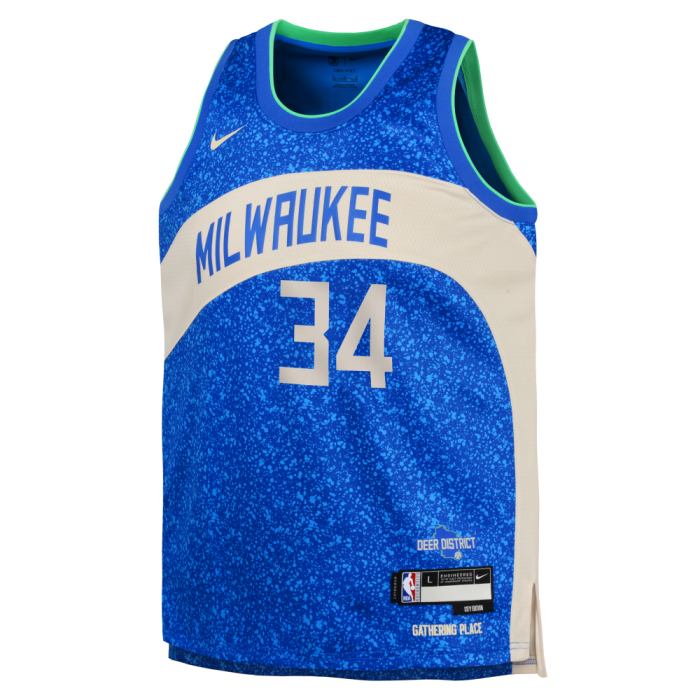 Maillot NBA Enfant Giannis Antetokounmpo Milwaukee Bucks Nike City Edition image n°2