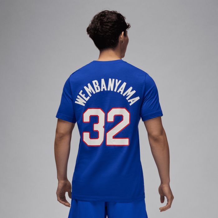 T-shirt Victor Wembanyama Jordan Name&Number Team France bleu image n°2
