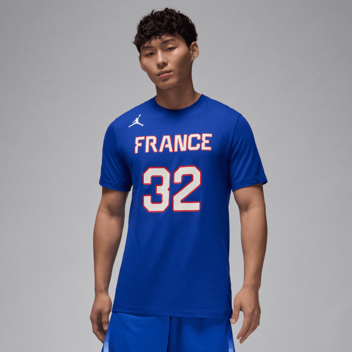 T-shirt Victor Wembanyama Jordan Name&Number Team France bleu image n°1