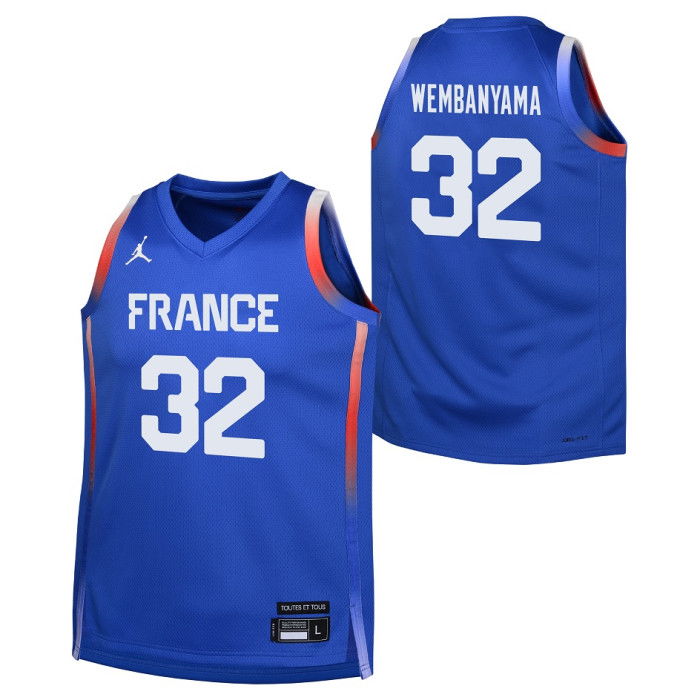 Maillot Victor Wembanyama Enfant Nike Team France Road