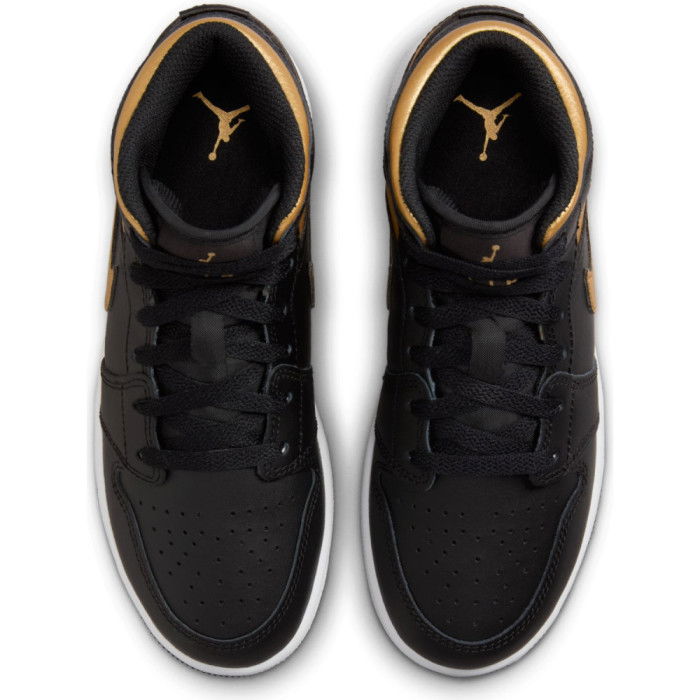 Air Jordan 1 Mid Black Metallic Gold Enfants GS image n°5