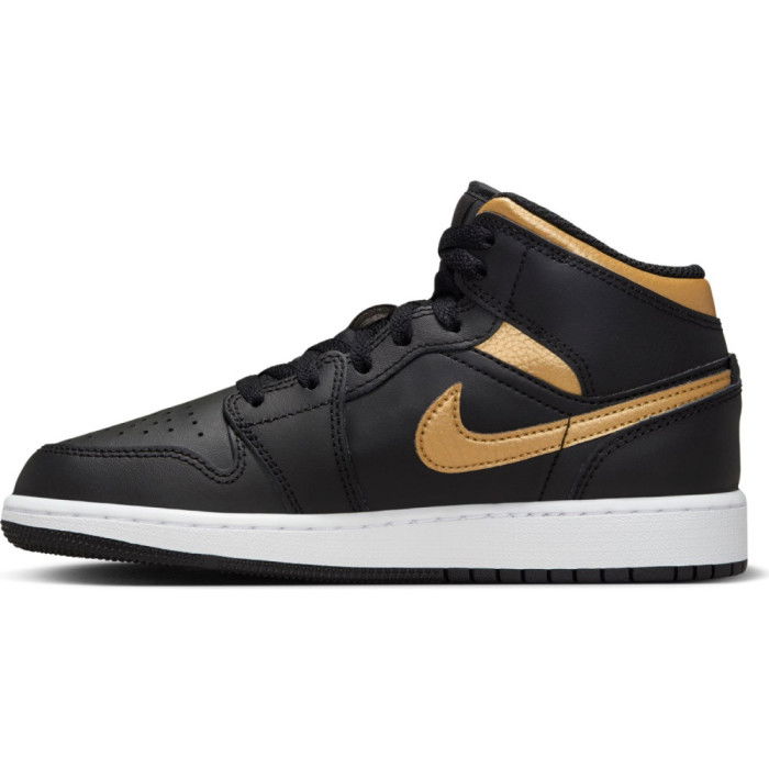 Air Jordan 1 Mid Black Metallic Gold Enfants GS image n°3