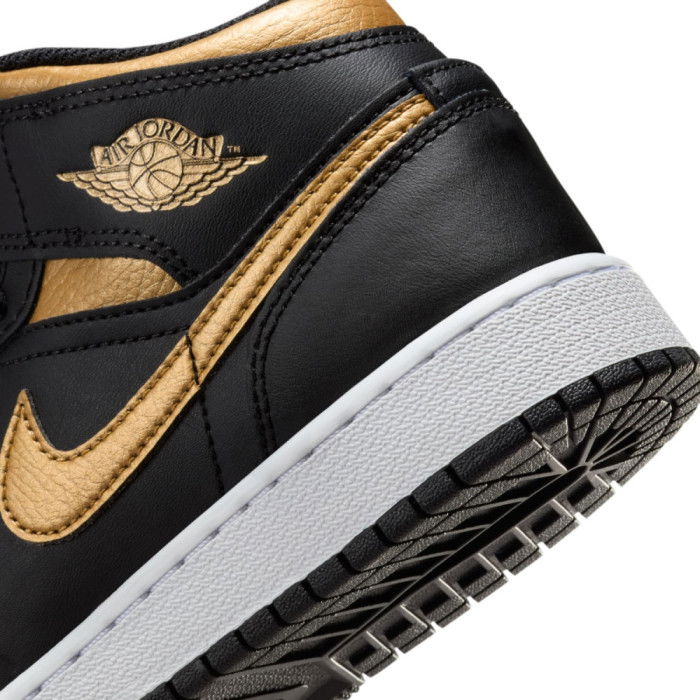 Air Jordan 1 Mid Black Metallic Gold Enfants GS image n°7