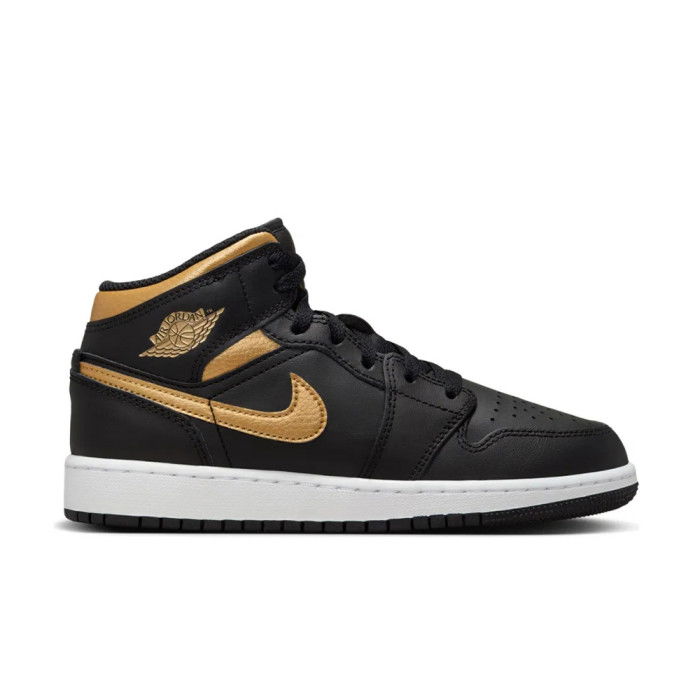 Air Jordan 1 Mid Black Metallic Gold Enfants GS image n°1