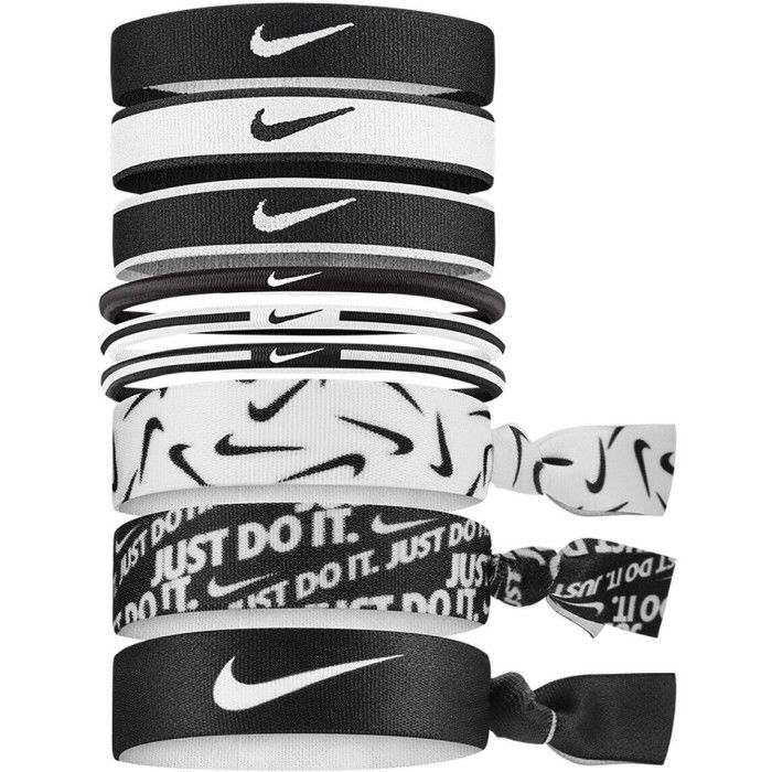 Elastiques Pour Cheveux Nike Mixed Hairbands 9 Pk Black/white/black