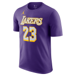 Cor púrpura do produto T-shirt Jordan NBA LeBron James Los Angeles Lakers...