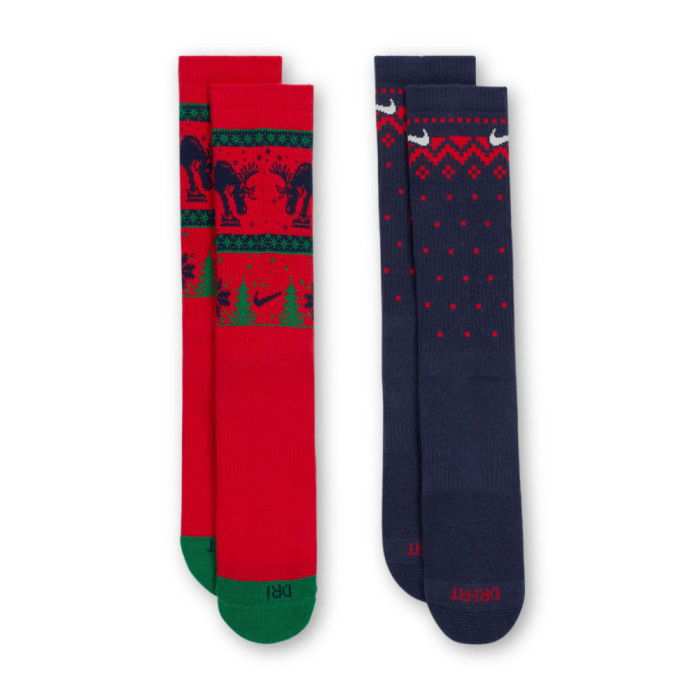 Pack de 2 paires de chaussettes Nike Everyday Plus Cushioned Winter Wonderland red navy