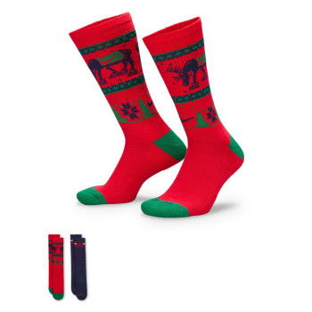 Pack de 2 paires de chaussettes Nike Everyday Plus Cushioned Winter Wonderland red navy