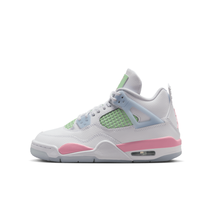 Air Jordan 4 Retro enfant white/med soft pink-half blue GS