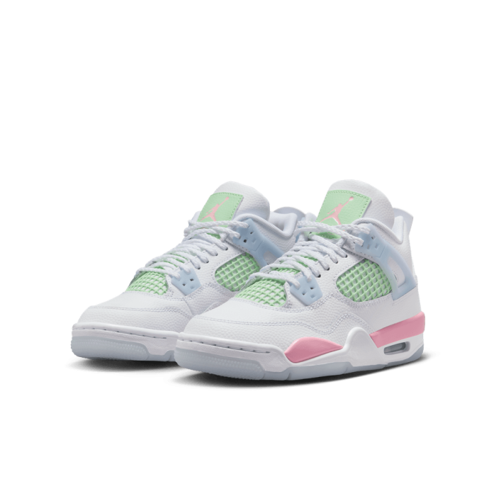 Air Jordan 4 Retro enfant white/med soft pink-half blue GS