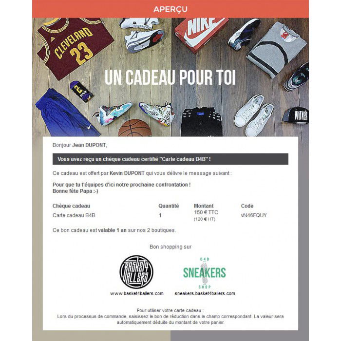 Carte cadeau B4B
