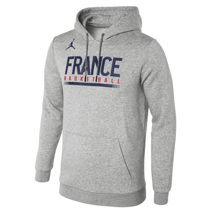 Sweat capuche Jordan Equipe de France FFBB logo gris