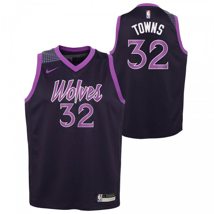 Maillot NBA Enfant Nike City Edition Minnesota Timberwolves Karl-Anthony Towns Swingman