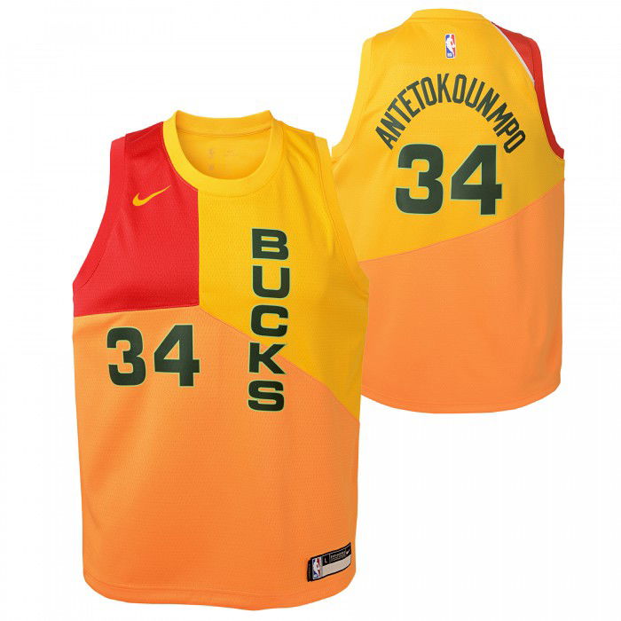 Maillot NBA Enfant Milwaukee Bucks Giannis Antetokounmpo Nike City Edition Swingman