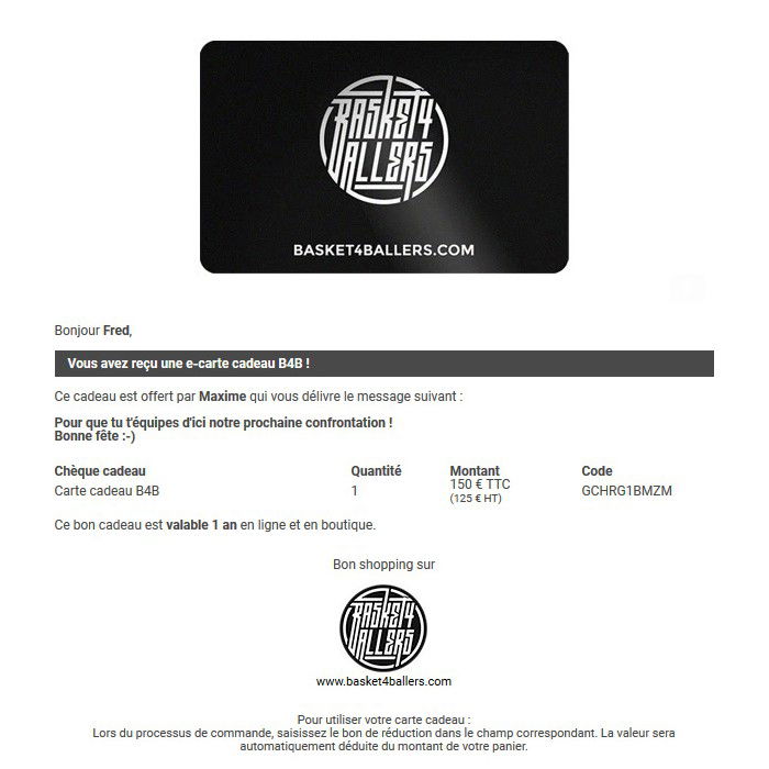 Carte cadeau B4B