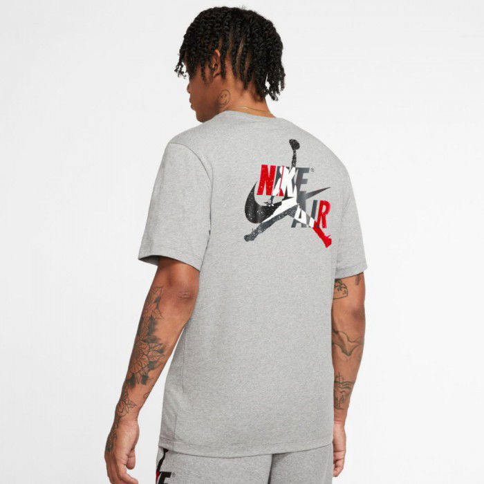 grey and white jordan shirt