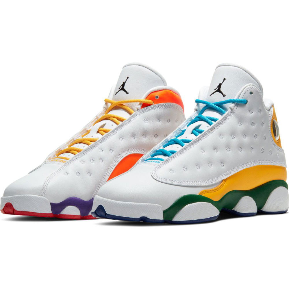 Air Jordan 13 Retro white/black-court purple-total orange GS ...