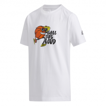 adidas Basketball : baskets, vêtements et accessoires (2 T shirt adidas basketball enfant Stripe Tm white